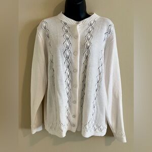 Vintage 70's KENNETH TOO White Cardigan Sweater - No Size Tag Size Medium/Large